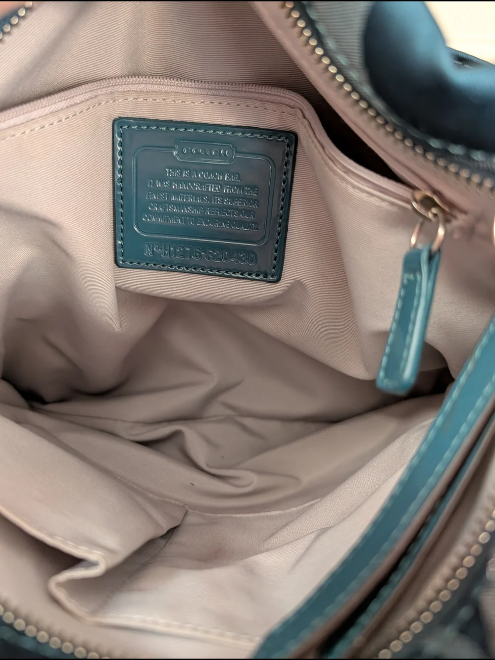 Coach Teal & Silver Signature Crossbody Bag